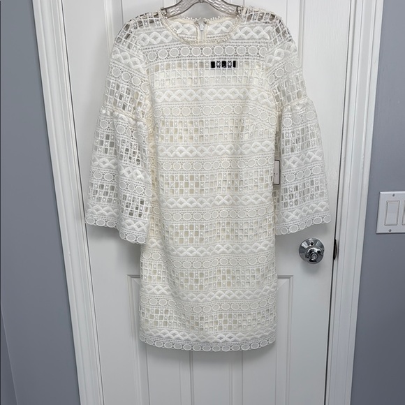Laundry By Shelli Segal White Lace Long Sleeve Dress - Picture 1 of 7